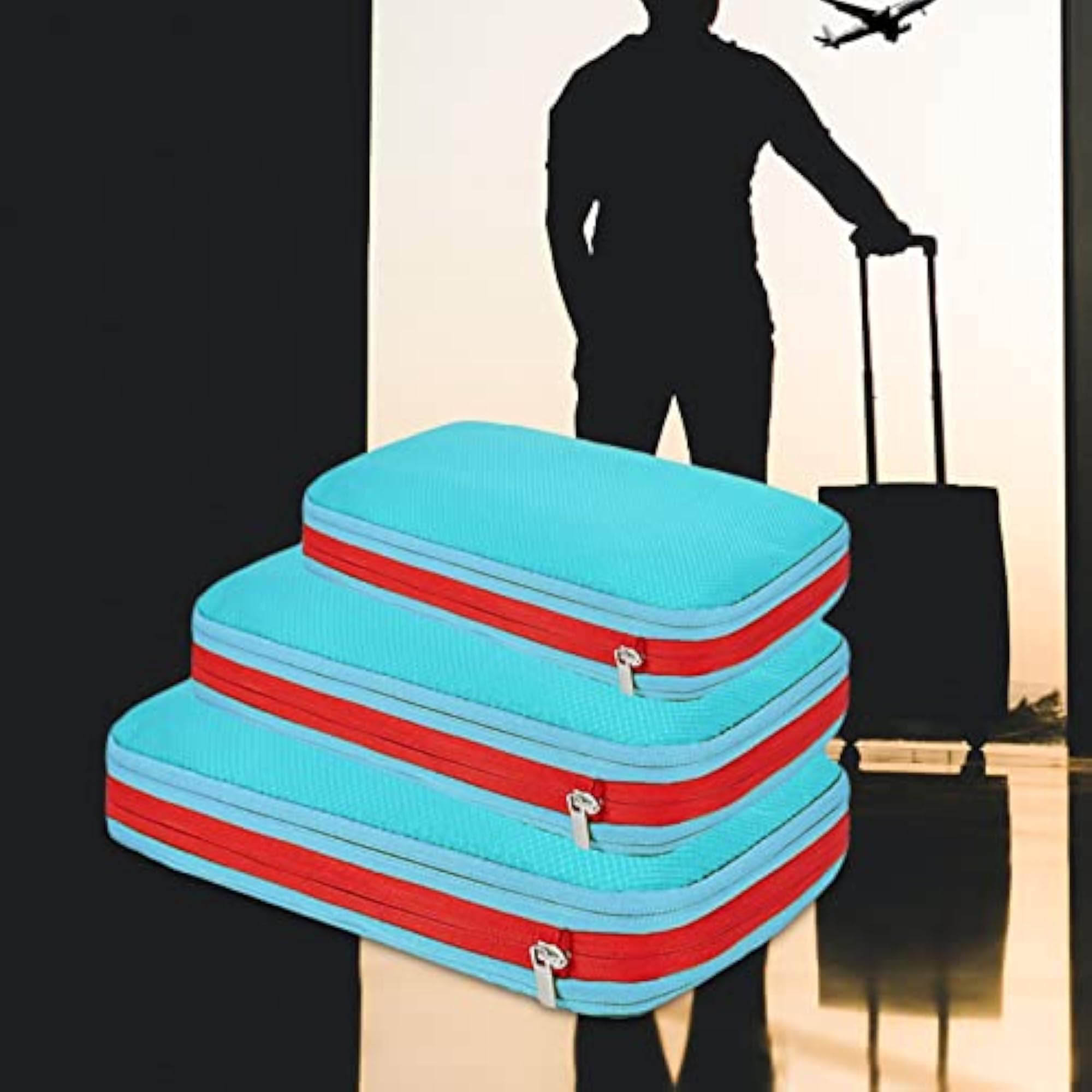3Pcs Compression Packing Cubes Set, Light Blue
